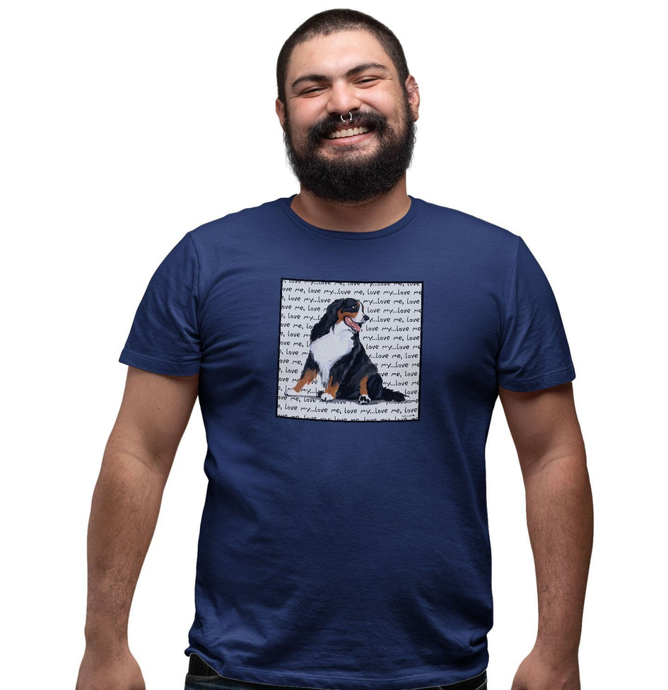 Bernese Mountain Dog Love Text - Adult Unisex T-Shirt