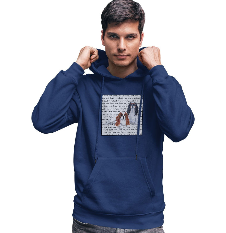 Cavalier King Charles Spaniel Love Text - Adult Unisex Hoodie Sweatshirt