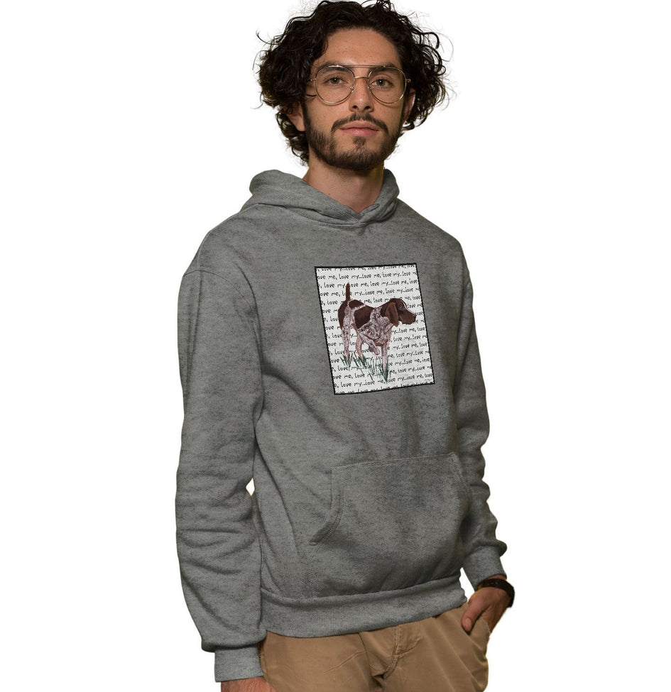 German Shorthaired Pointer Love Text - Adult Unisex Hoodie Sweatshirt