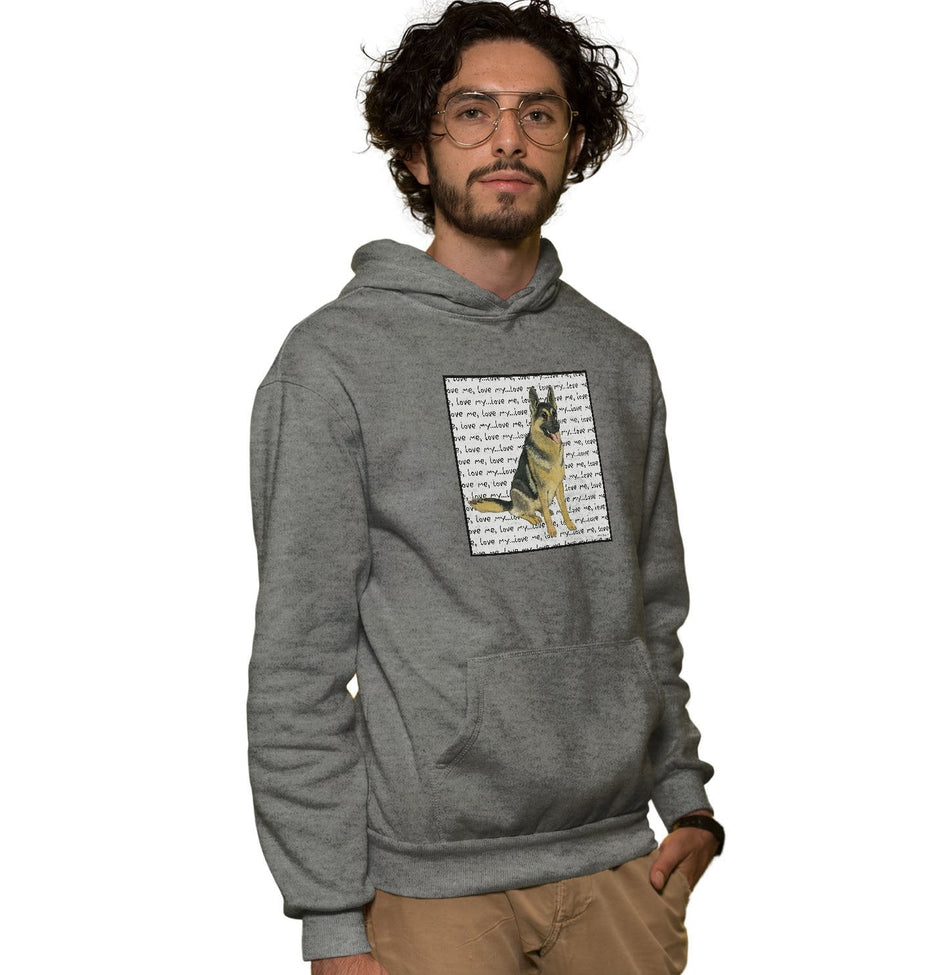 German Shepherd Dog Love Text  - Adult Unisex Hoodie Sweatshirt