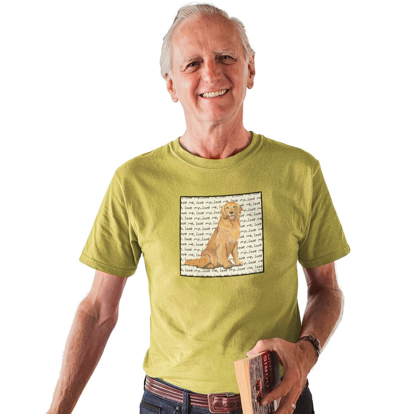 Golden Retriever Love Text - Adult Unisex T-Shirt