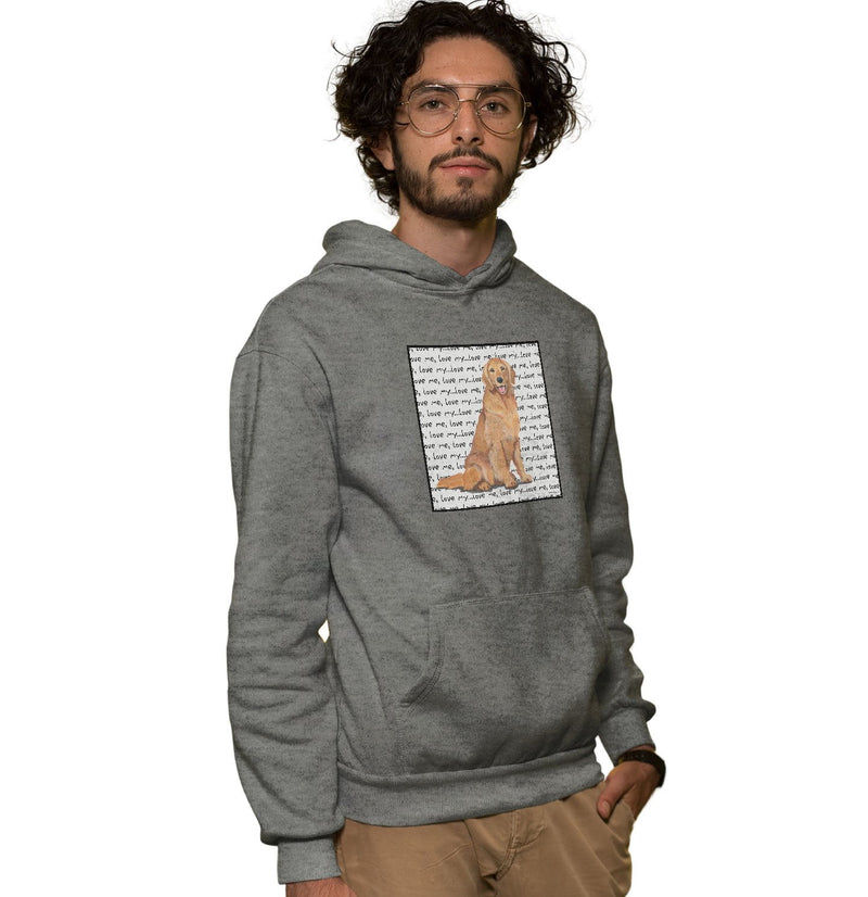 Golden Retriever Love Text - Adult Unisex Hoodie Sweatshirt