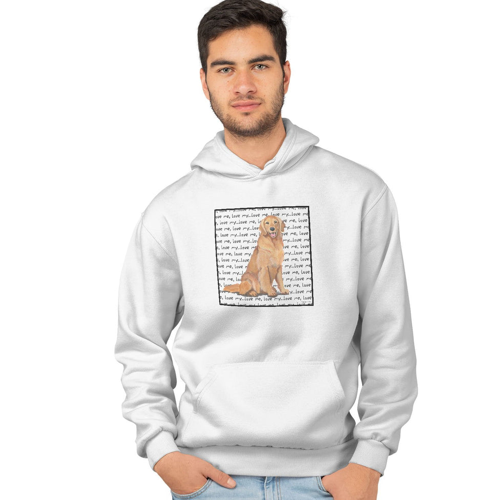Golden Retriever Love Text - Adult Unisex Hoodie Sweatshirt