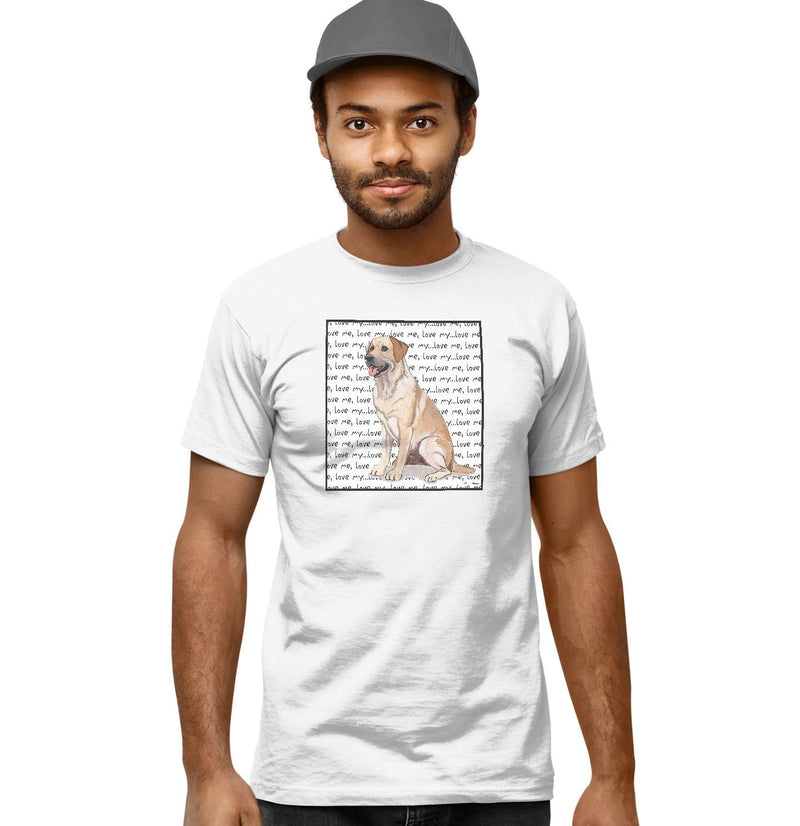 Yellow Labrador Retriever Love Text - Adult Unisex T-Shirt