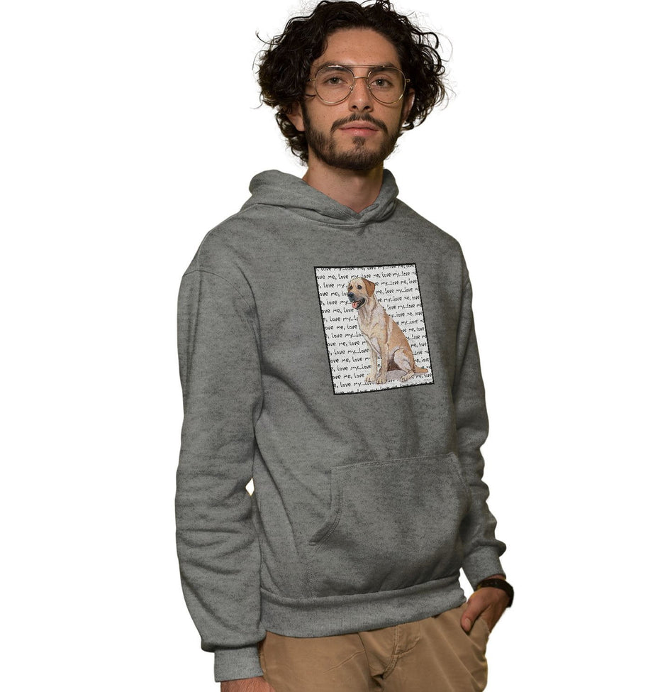 Yellow Labrador Retriever Love Text - Adult Unisex Hoodie Sweatshirt