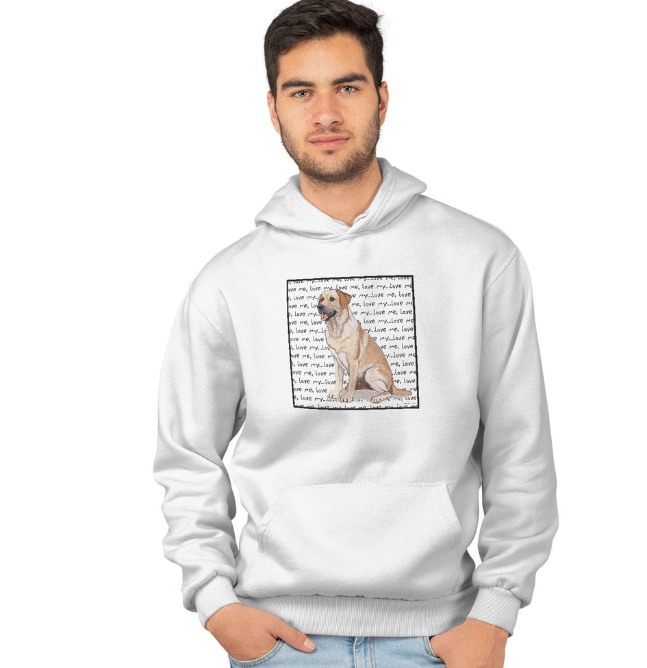 Yellow Labrador Retriever Love Text - Adult Unisex Hoodie Sweatshirt