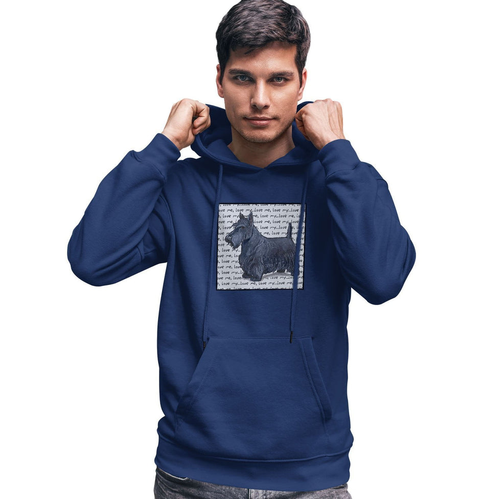 Scottish Terrier Love Text - Adult Unisex Hoodie Sweatshirt