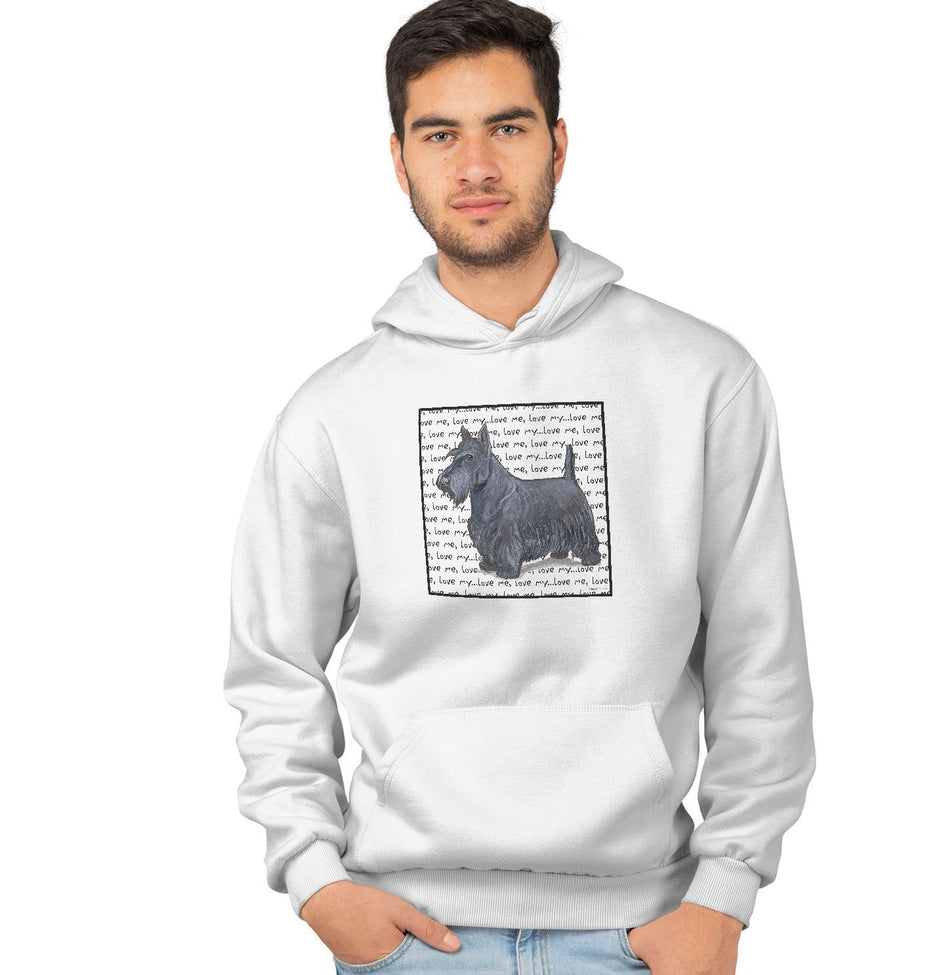 Scottish Terrier Love Text - Adult Unisex Hoodie Sweatshirt