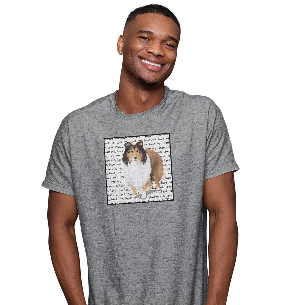Shetland Sheepdog Love Text - Adult Unisex T-Shirt