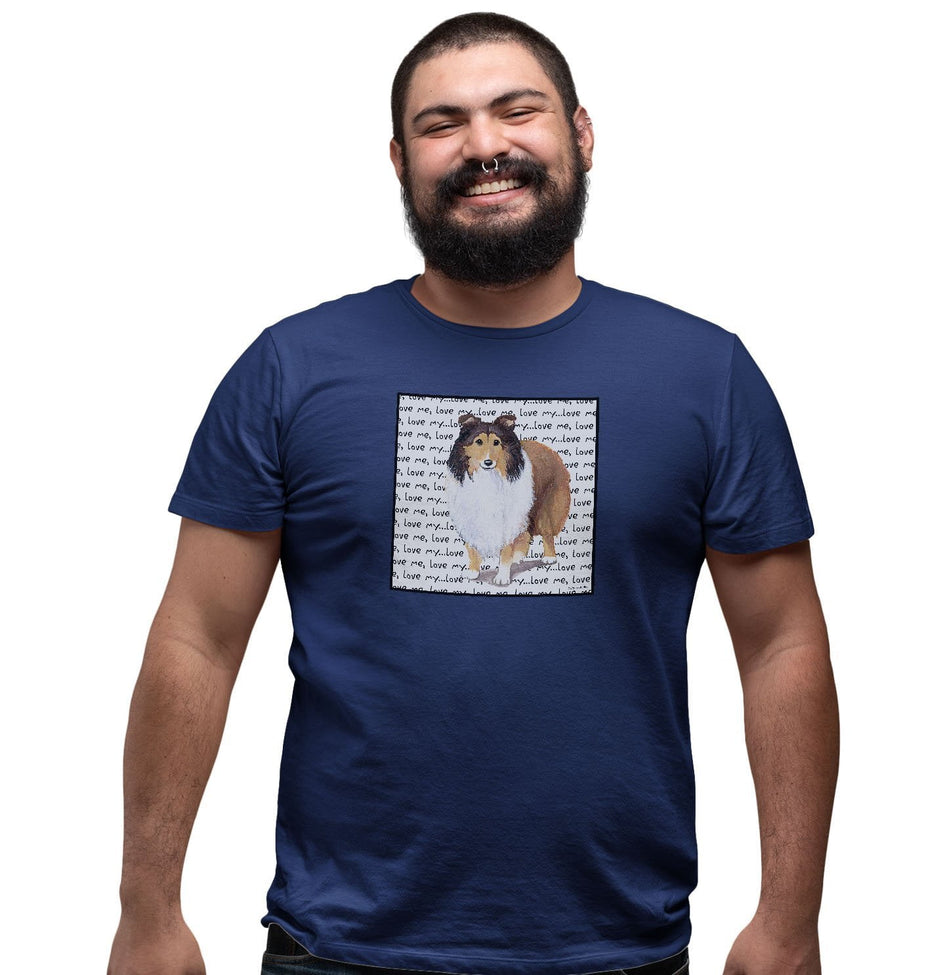 Shetland Sheepdog Love Text - Adult Unisex T-Shirt