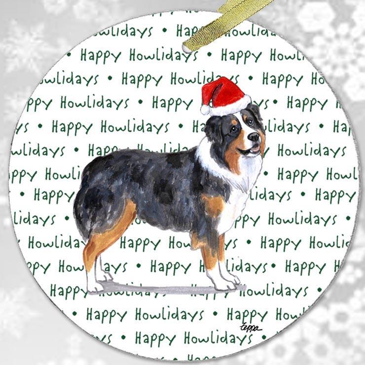 Australian Shepherd "Happy Howlidays" Ornament