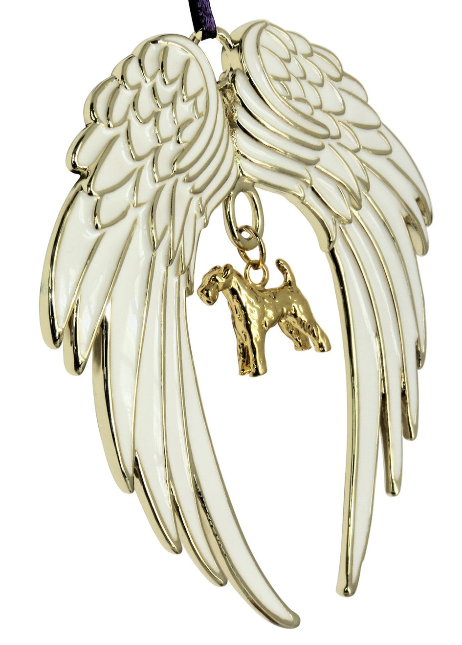 Airedale Terrier Gold Plated Holiday Angel Wing Ornament