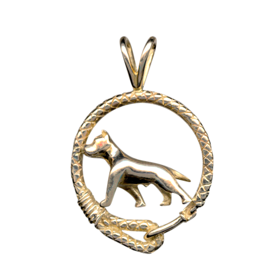 American Staffordshire Terrier Solid 14K Gold Leash Pendant