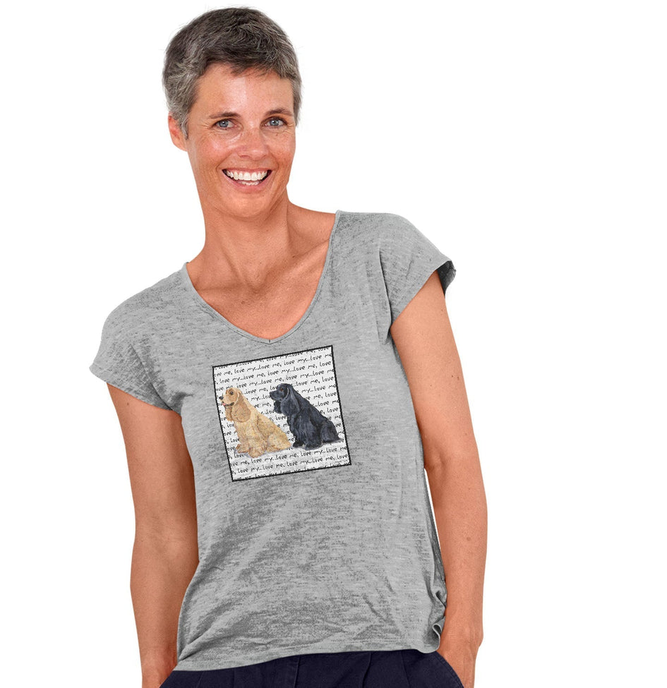 Cocker Spaniel Love Text - Women's V-Neck T-Shirt