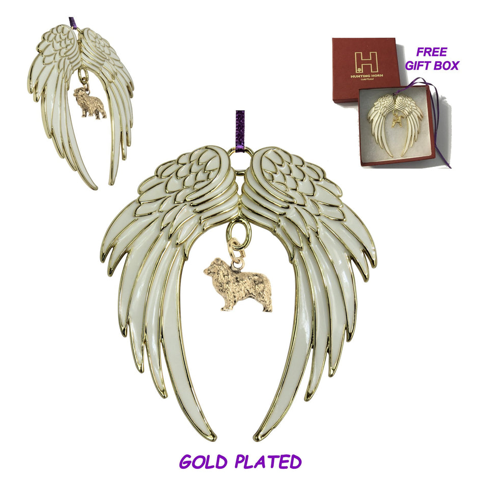 Australian Shepherd Gold Plated Holiday Angel Wing Ornament
