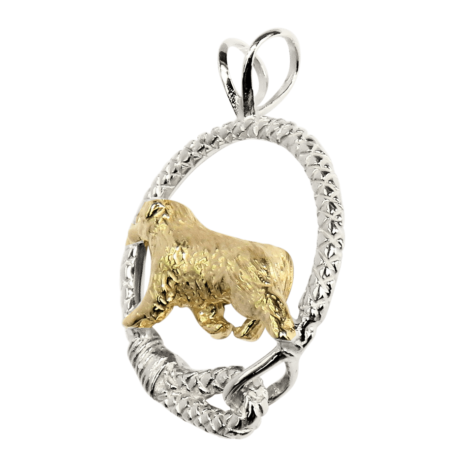 Australian Shepherd Solid 14K Gold in Sterling Silver Leash Pendant