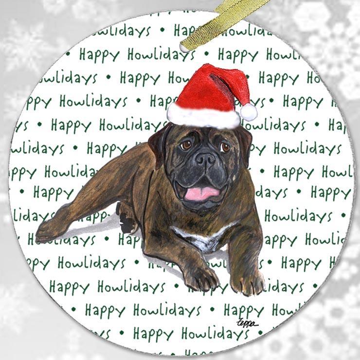 Bullmastiff "Happy Howlidays" Ornament