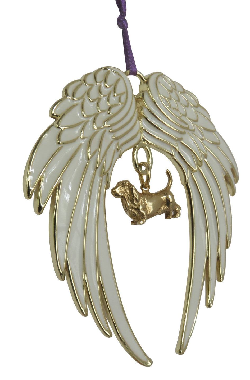 Basset Hound Gold Plated Holiday Angel Wing Ornament