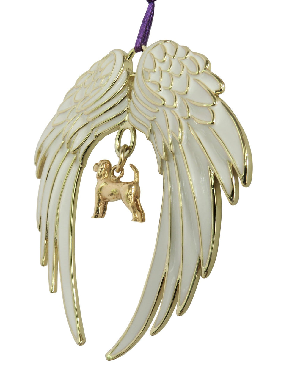 Beagle Gold Plated Holiday Angel Wing Ornament