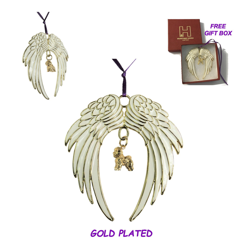 Bichon Frise Gold Plated Holiday Angel Wing Ornament