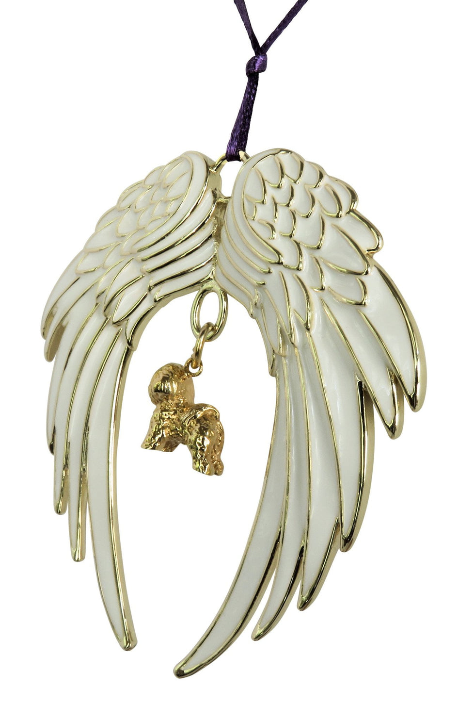 Bichon Frise Gold Plated Holiday Angel Wing Ornament