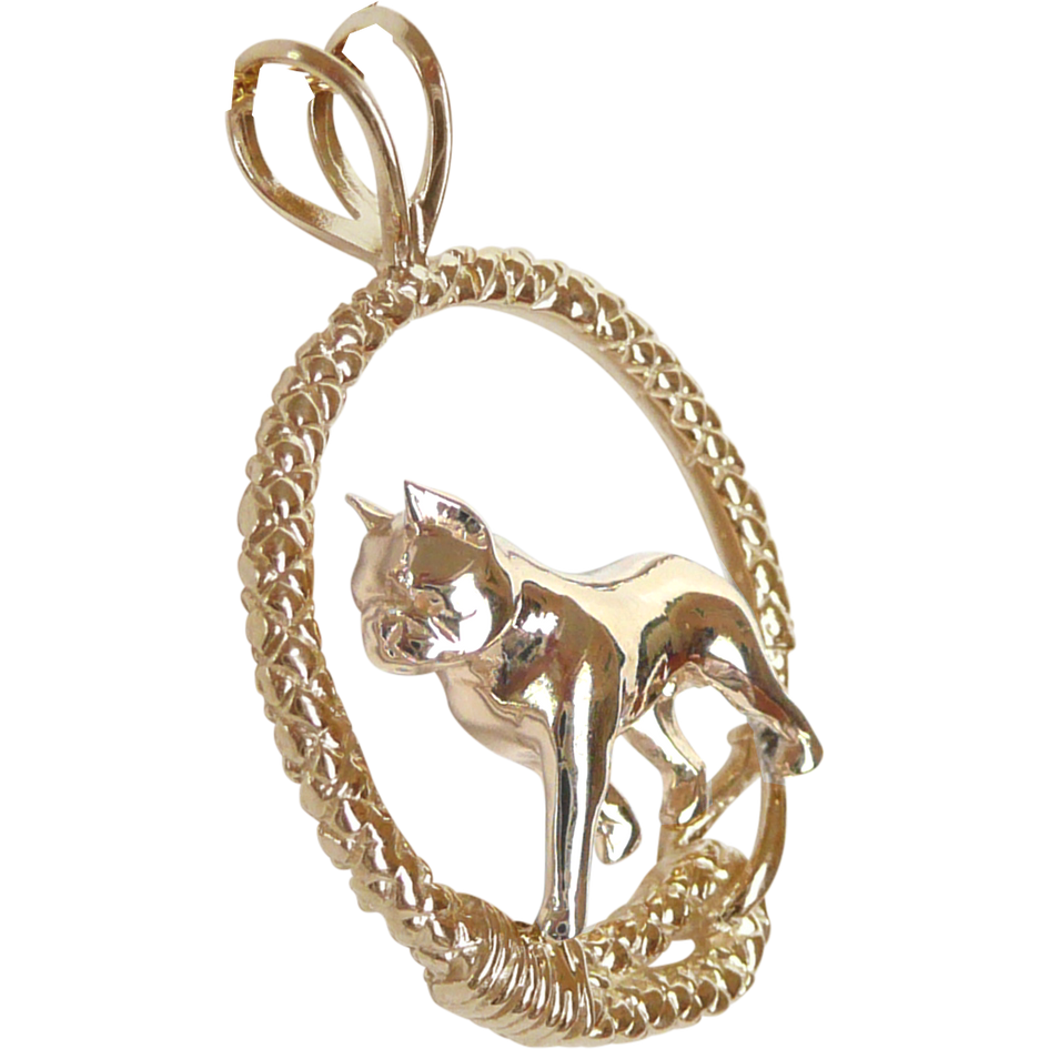 Boston Terrier Solid 14K Gold  Leash Pendant