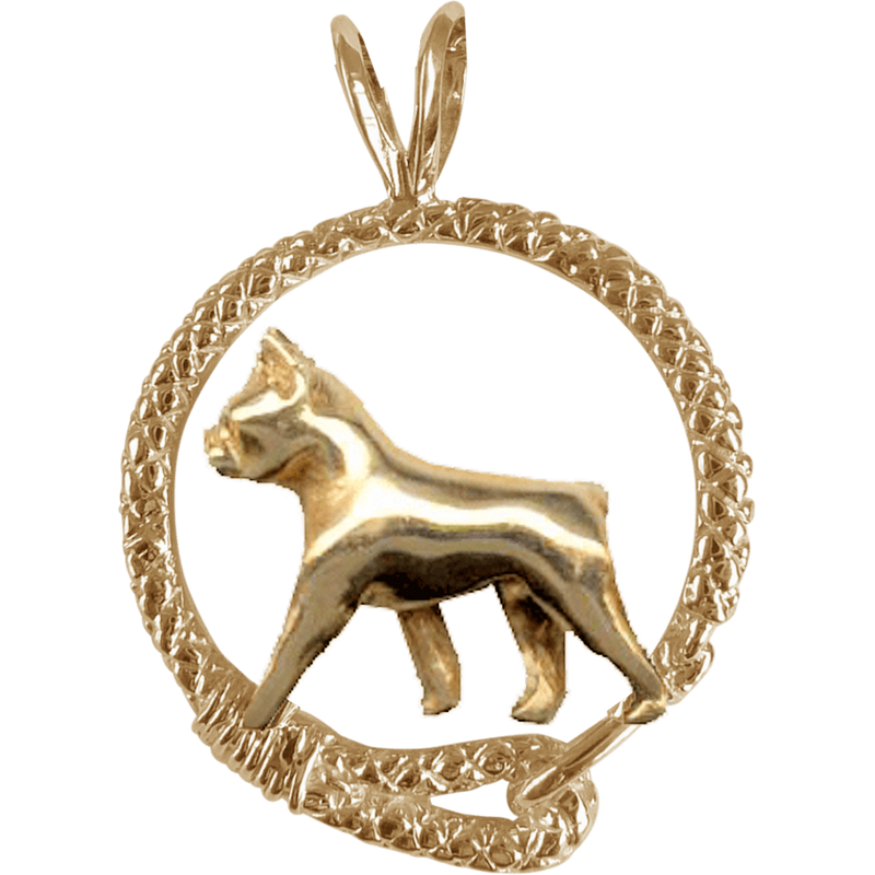 Boston Terrier Solid 14K Gold  Leash Pendant