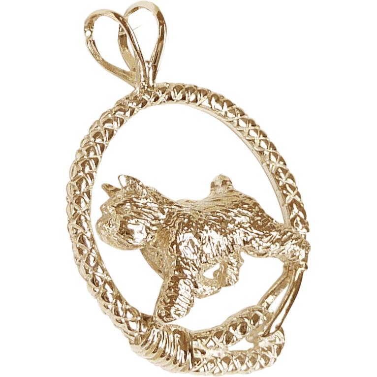 Bouvier des Flandres Solid 14K Gold  Leash Pendant