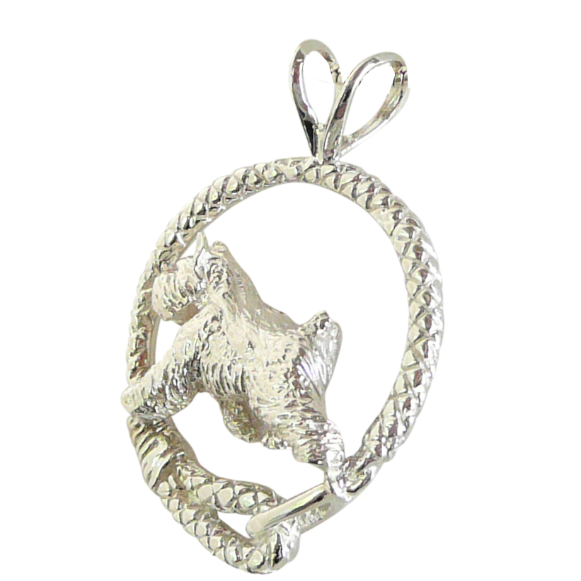 Bouvier des Flandres in Solid Sterling Silver Leash Pendant