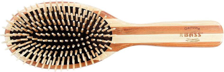 Bass Brushes The Green Dog Oval Brush, Bamboo-Stiped Finish, Large