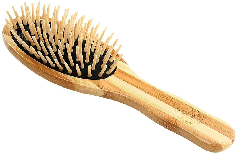 Bass Brushes The Green Dog Oval Brush, Bamboo-Stiped Finish, Small