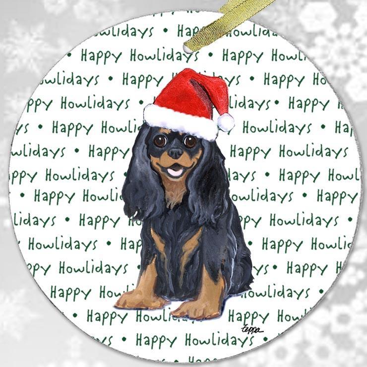 Cavalier King Charles Spaniel "Happy Howlidays" Ornament