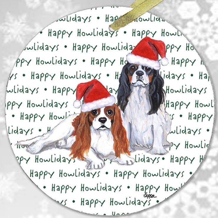 Cavalier King Charles Spaniel "Happy Howlidays" Ornament