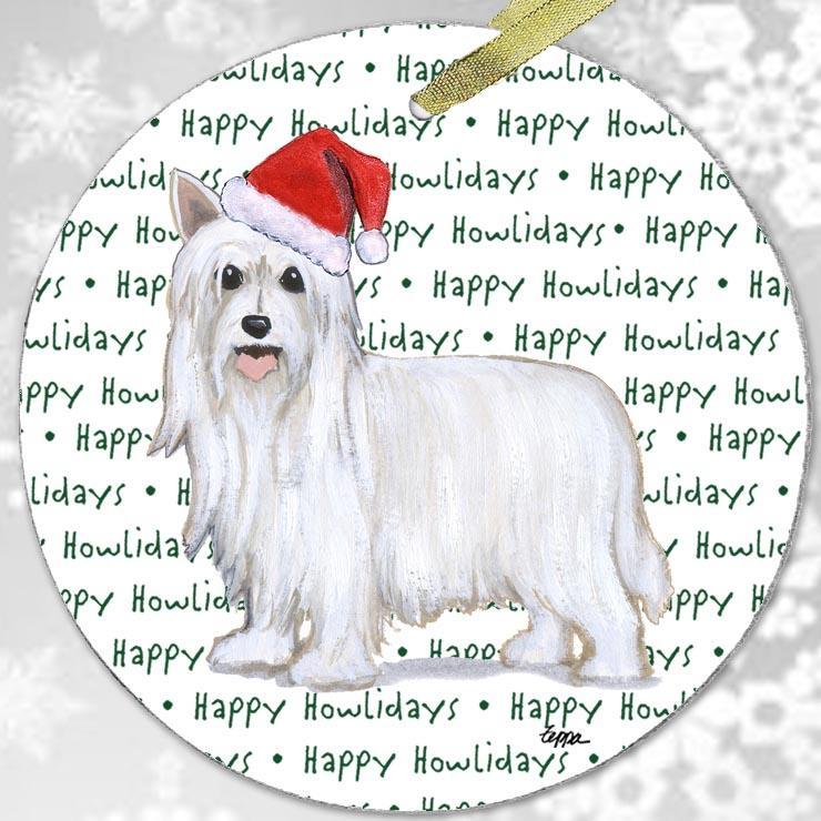 Chinese Crested, Powderpuff "Happy Howlidays" Ornament