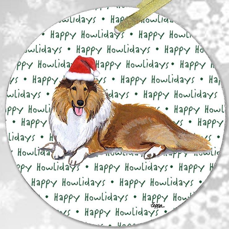 Collie "Happy Howlidays" Ornament