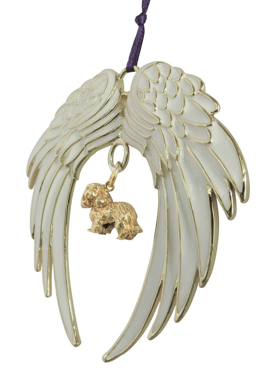 Cavalier King Charles Spaniel Gold Plated Holiday Angel Wing Ornament
