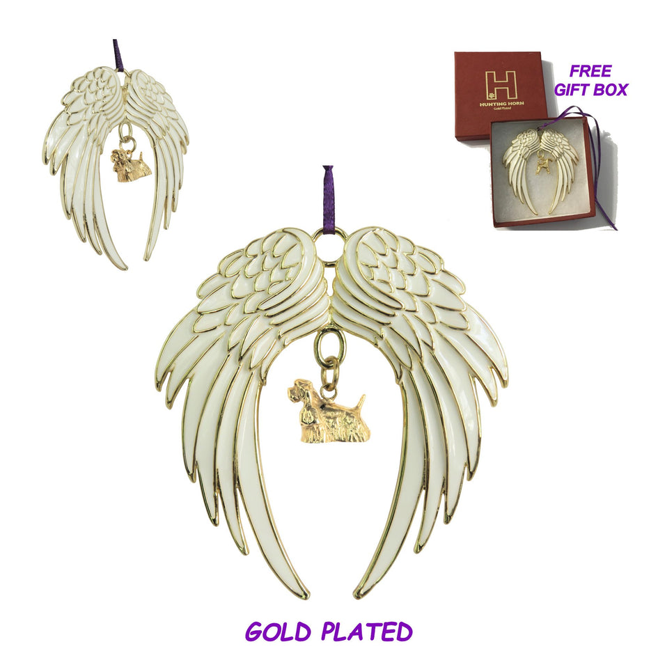 Cocker Spaniel Gold Plated Holiday Angel Wing Ornament