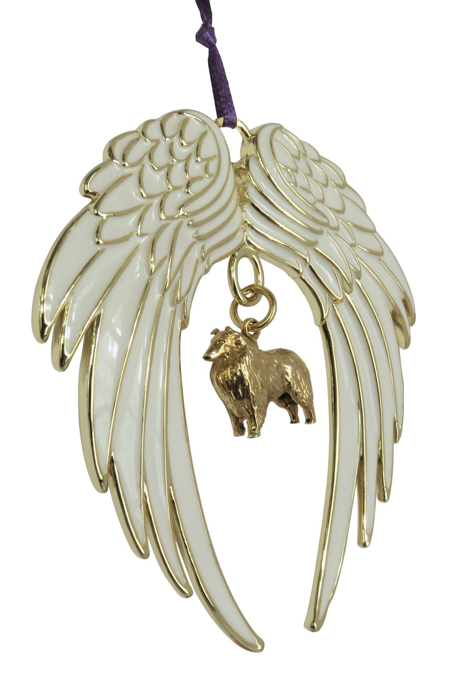 Collie Gold Plated Holiday Angel Wing Ornament