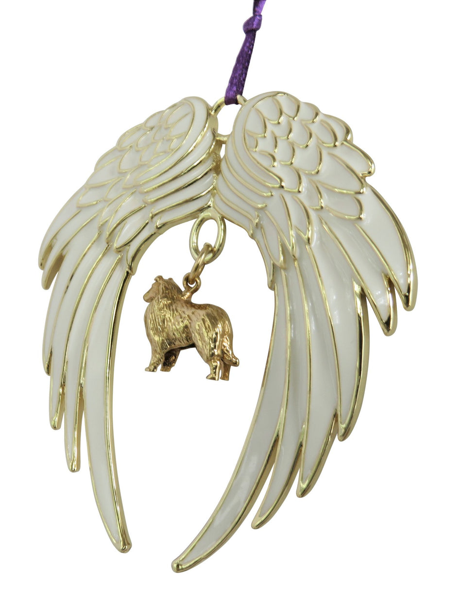 Collie Gold Plated Holiday Angel Wing Ornament