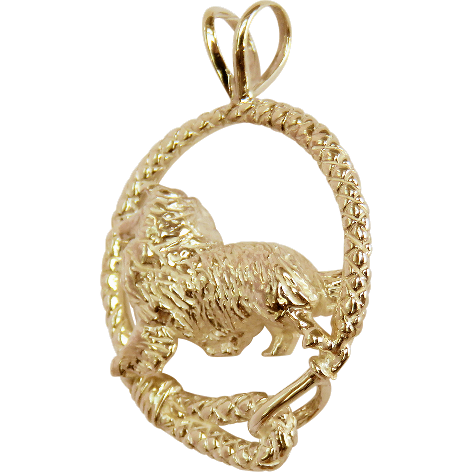 Rough Coat Collie Solid 14K Gold  Leash Pendant