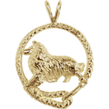 Rough Coat Collie Solid 14K Gold  Leash Pendant
