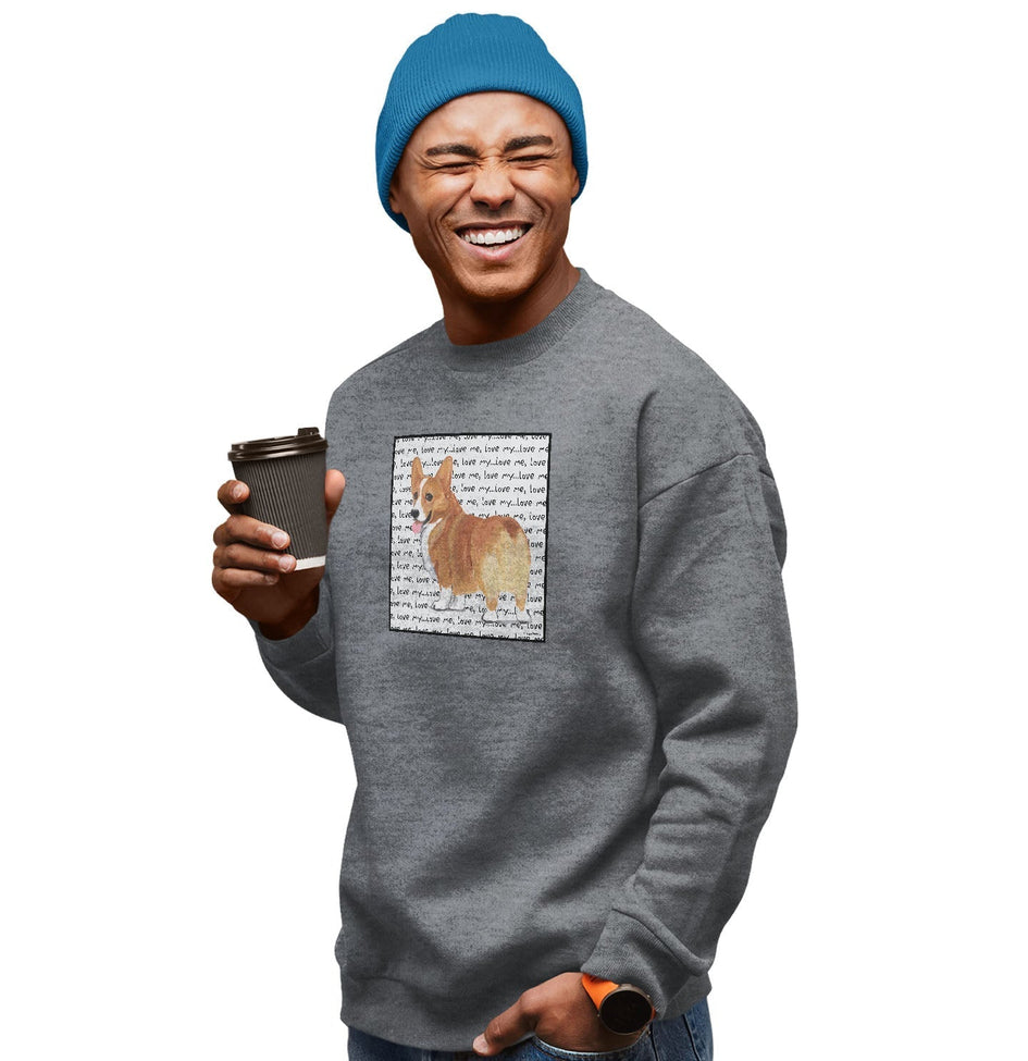 Corgi Love Text - Adult Unisex Crewneck Sweatshirt