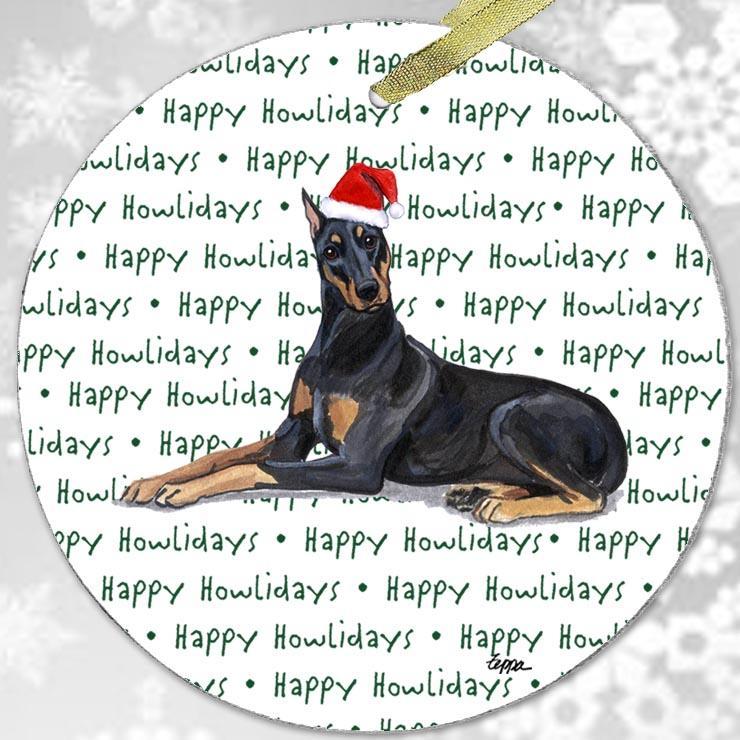Doberman Pinscher "Happy Howlidays" Ornament