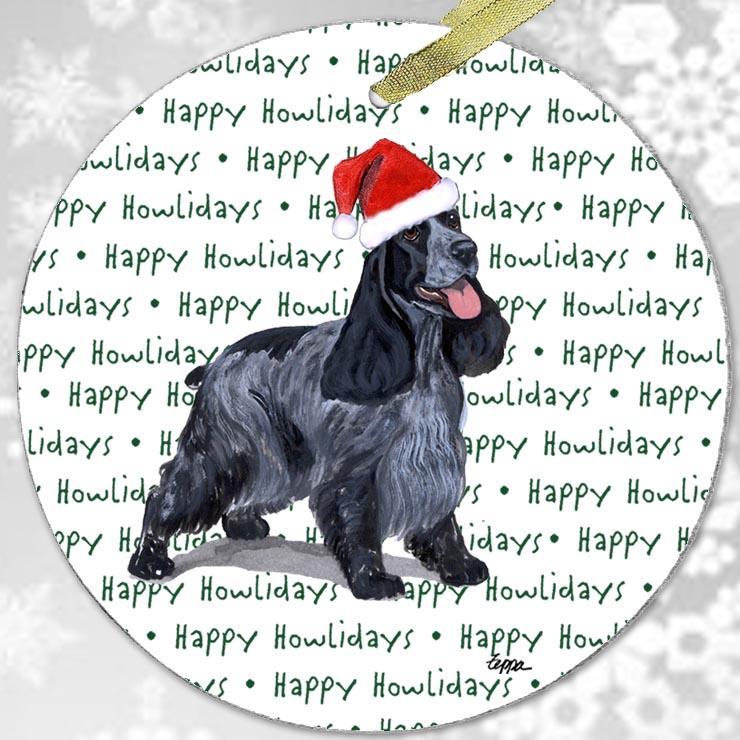English Cocker Spaniel "Happy Howlidays" Ornament