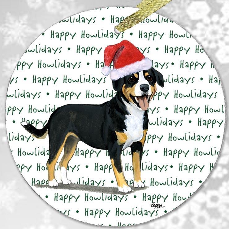 Entlebucher Mountain Dog "Happy Howlidays" Ornament