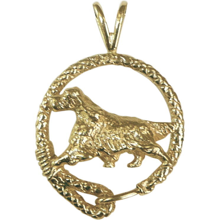 English Setter Solid 14K Gold  Leash Pendant