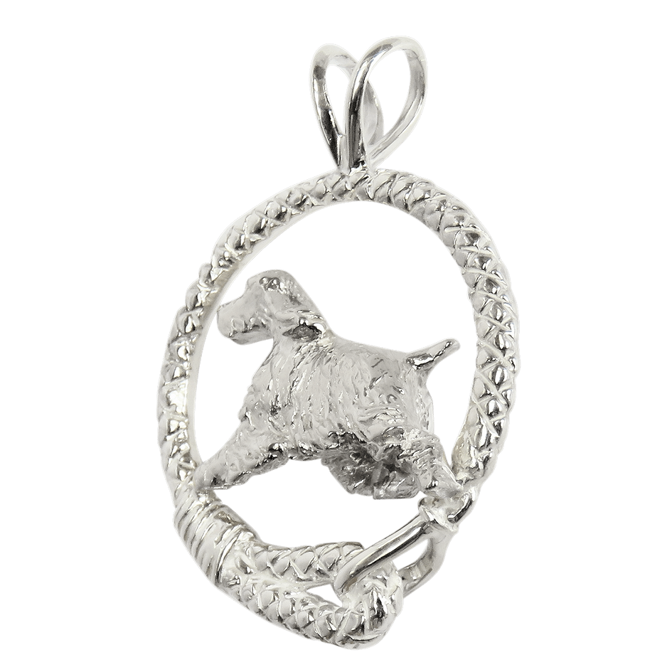 English Springer Spaniel in Solid Sterling Silver Leash Pendant