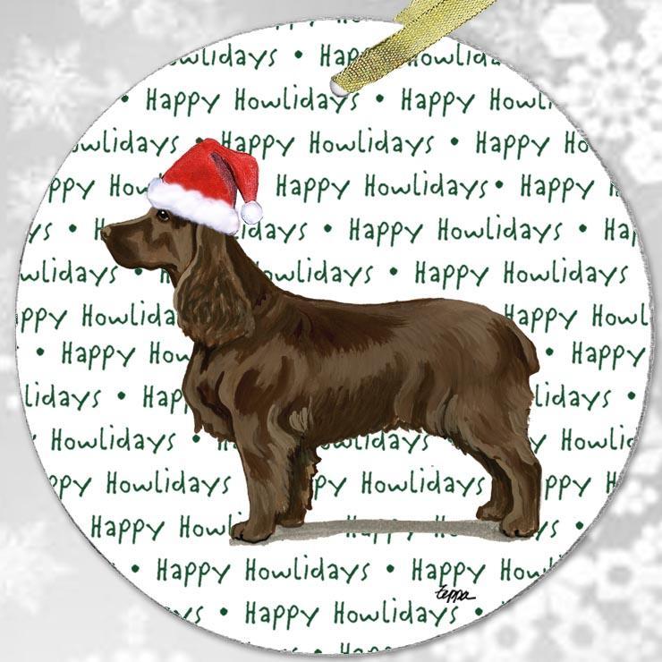 Field Spaniel "Happy Howlidays" Ornament
