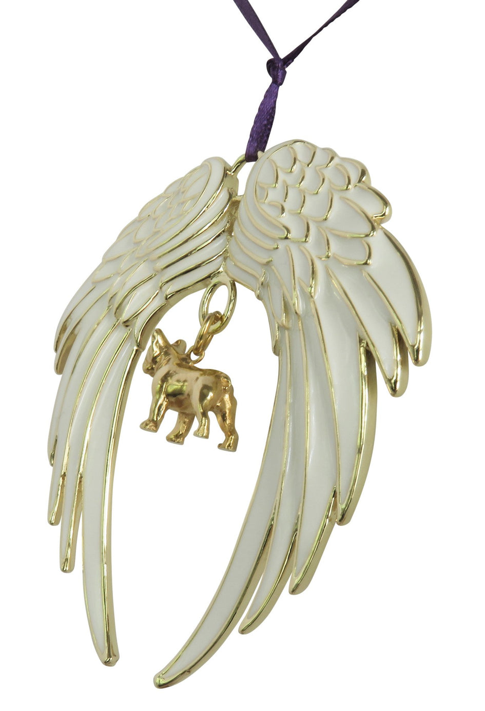 French Bulldog Gold Plated Holiday Angel Wing Ornament