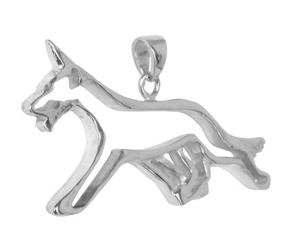 German Shepherd Dog Sterling Silver Cut Out Pendants